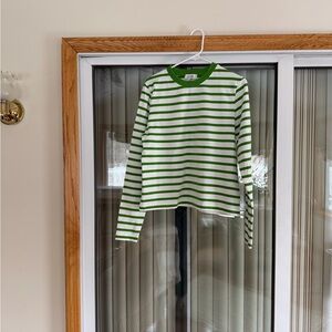 NWOT COS Clean Cut Striped Long Sleeve Tee - Green and White